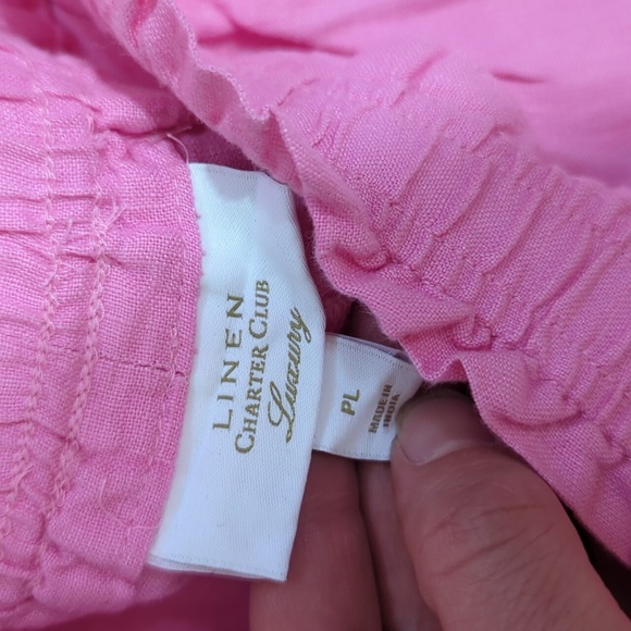Charter Club Linen Cropped Pull On Pink Pants PL - Picture 5 of 7